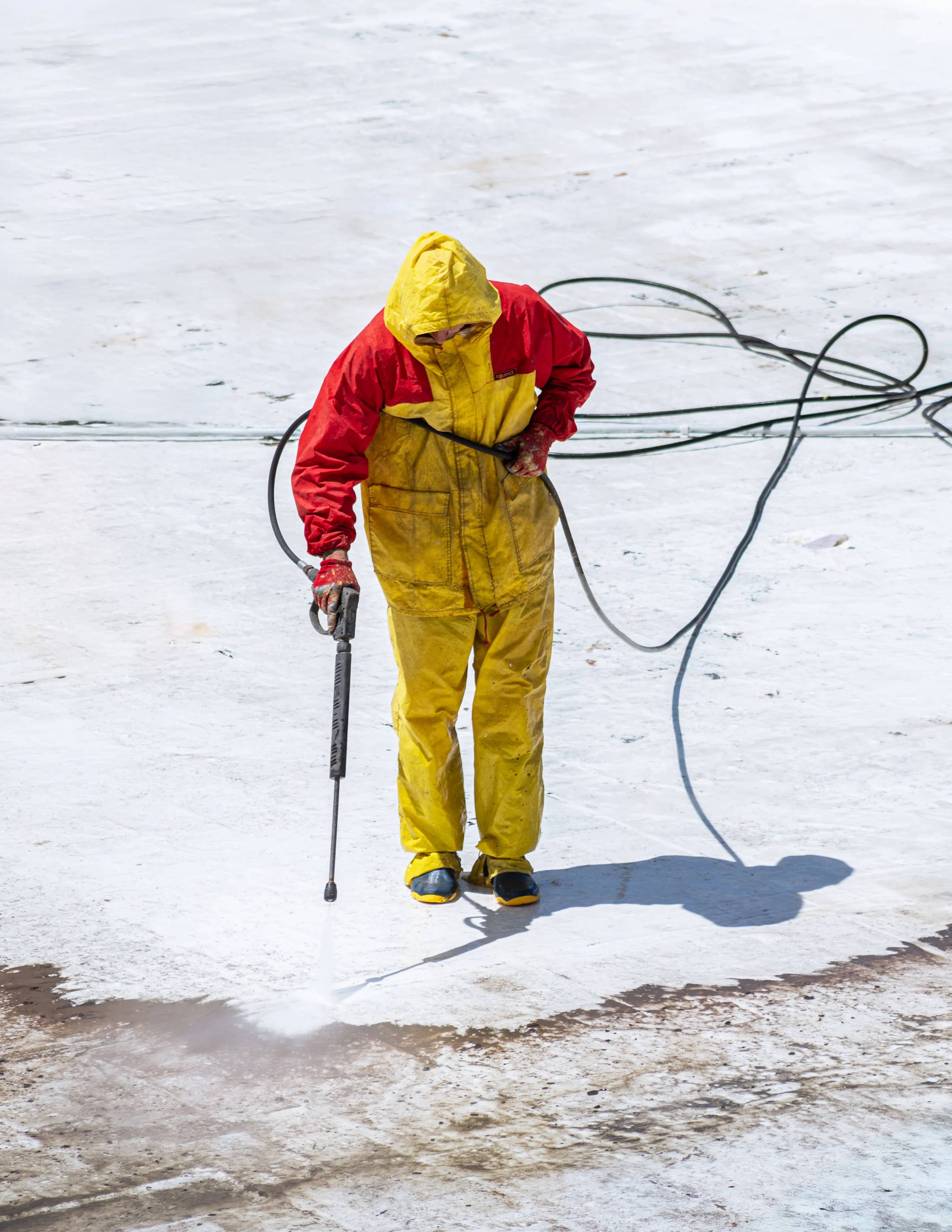A newly built space being cleaned after construction